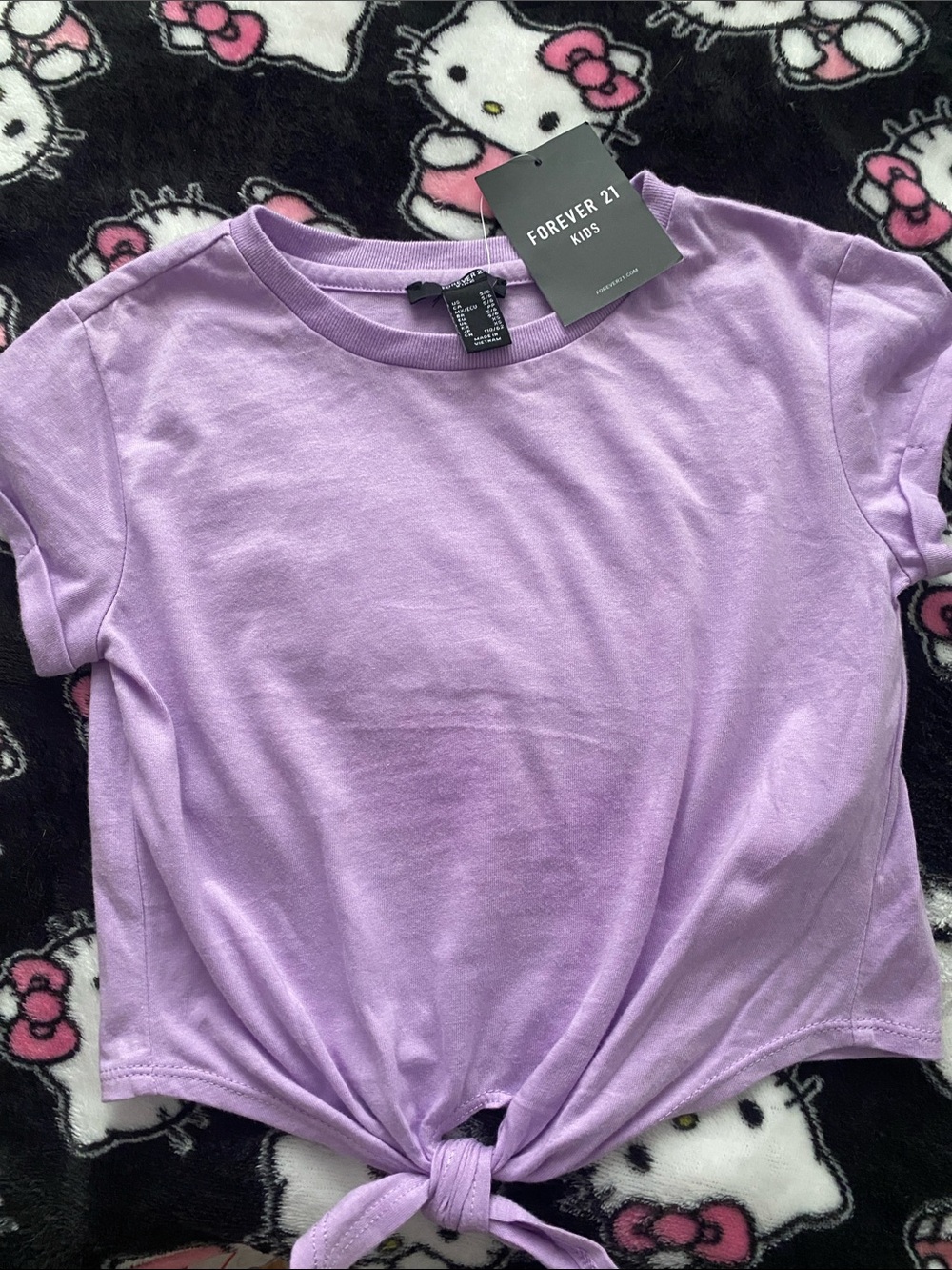 Forever 21 Kids Lavender Tie-Front Short Sleeve Tee